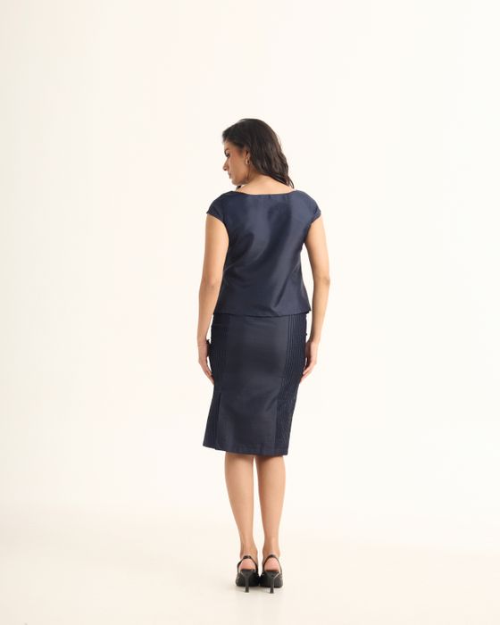 Mulberry Silk Pintuck Straight Skirt