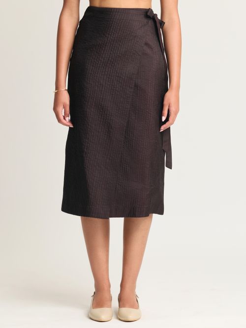 Mulberry Silk Pintuck Wrap Skirt