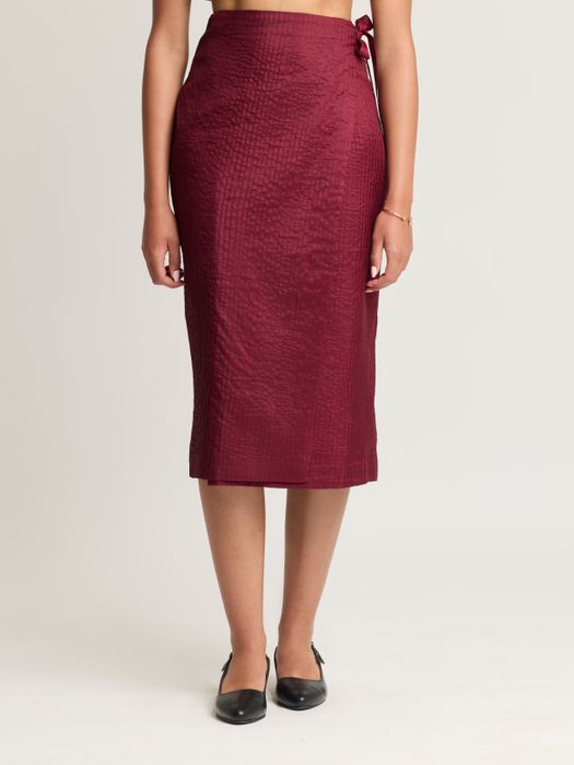 Mulberry Silk Pintuck Wrap Skirt