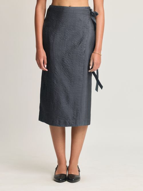 Mulberry Silk Pintuck Wrap Skirt