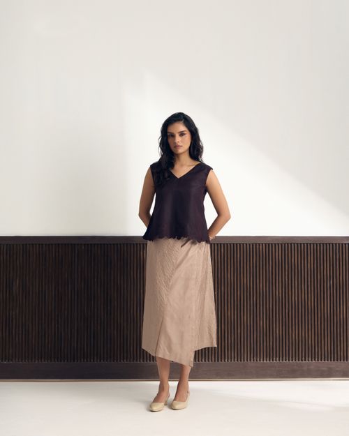 Mulberry Silk Asymmetrical Wrap Skirt