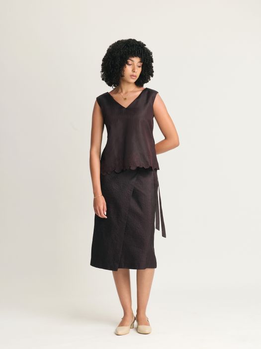 Mulberry Silk Embroidered Wrap Skirt Set