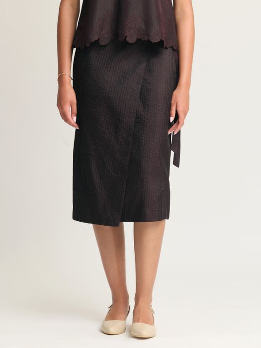 Mulberry Silk Embroidered Wrap Skirt Set