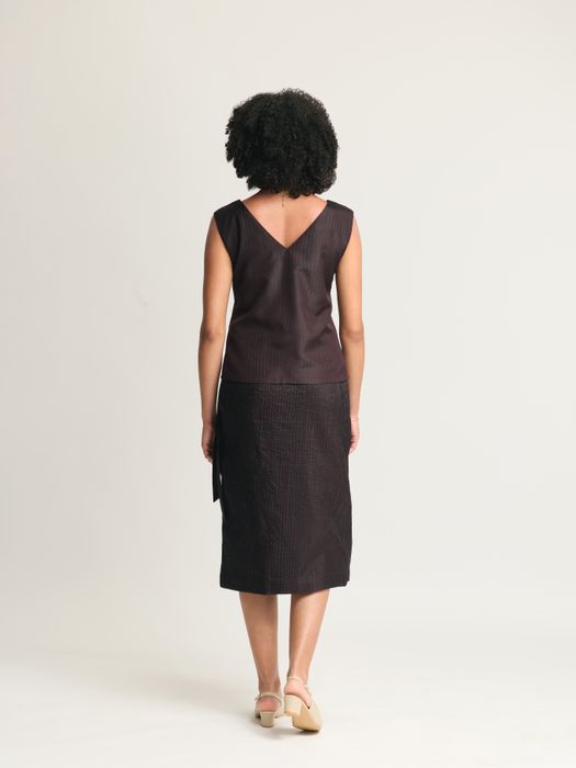 Mulberry Silk Embroidered Wrap Skirt Set