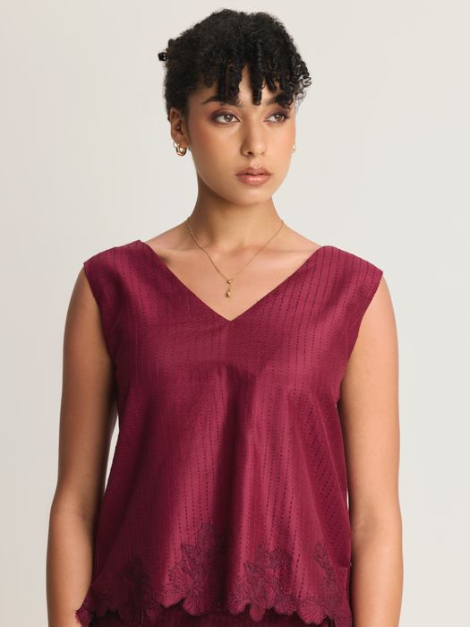 Mulberry Silk Embroidered Wrap Skirt Set