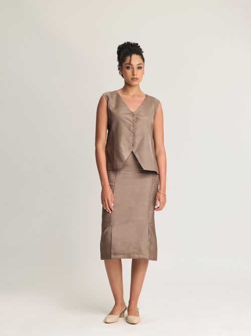Mulberry Silk Vest and Skirt Set