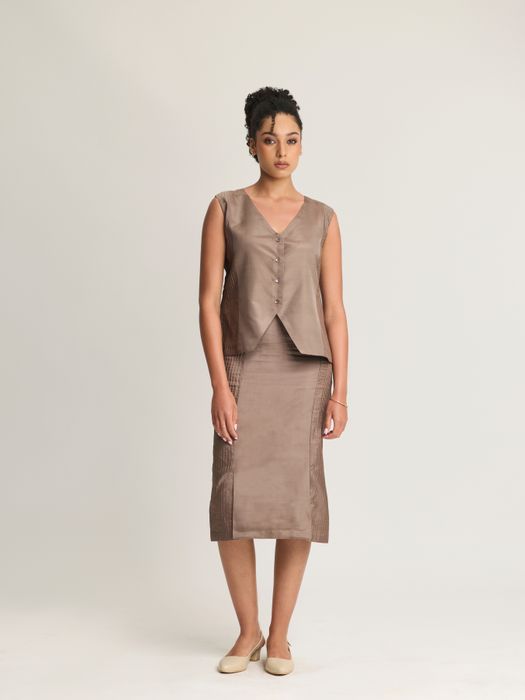 Mulberry Silk Vest and Skirt Set