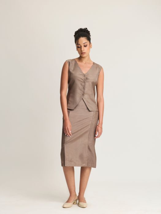 Mulberry Silk Vest and Skirt Set