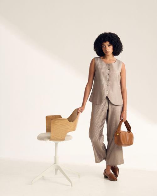 Mulberry Silk Wide Neck Vest and Pant Set