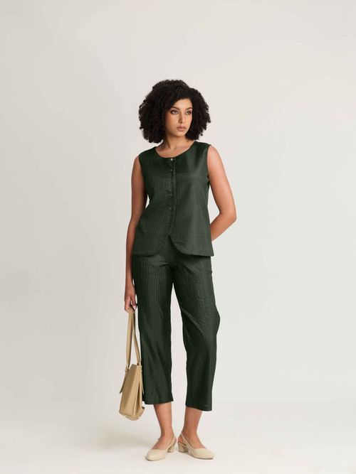 Mulberry Silk Wide Neck Vest and Pant Set