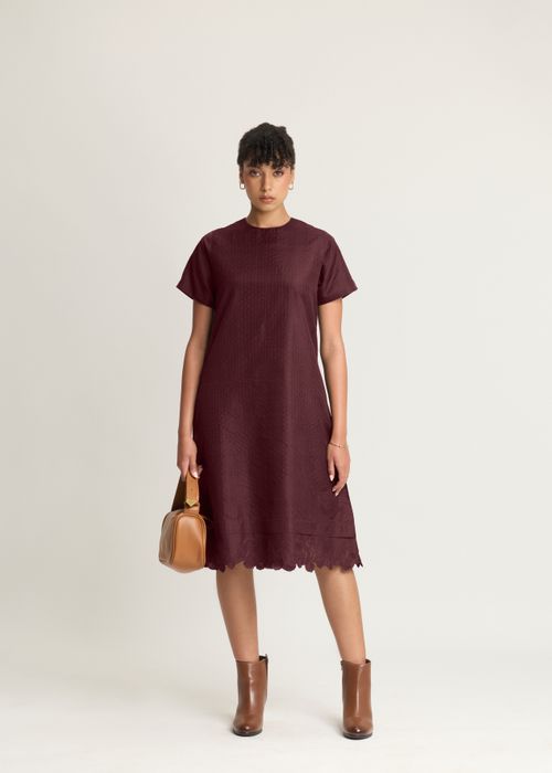 Mulberry Silk Embroidered Dress