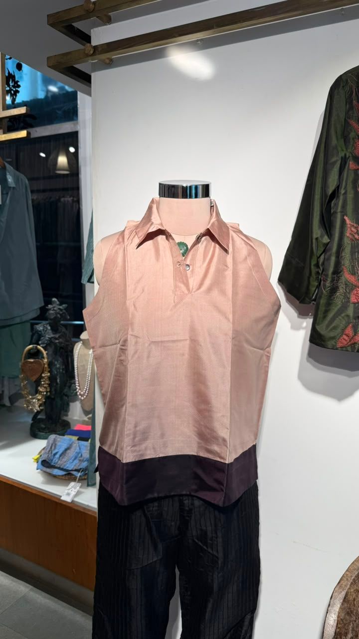 Mulberry Silk Contrast Color block top