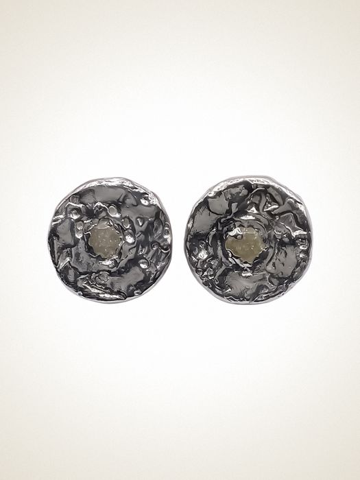 Grain Circle Gem Stud Earrings