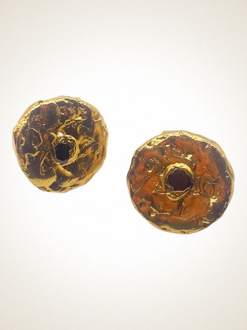 Grain Circle Gem Stud Earrings