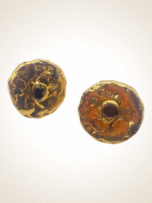 Grain Circle Gem Stud Earrings
