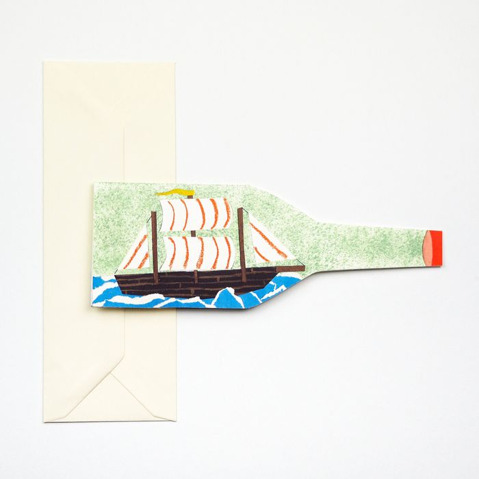 Ship in a Bottle nautical card