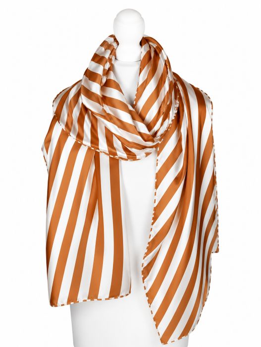 100% Silk Twill Striped Scarf Collection
