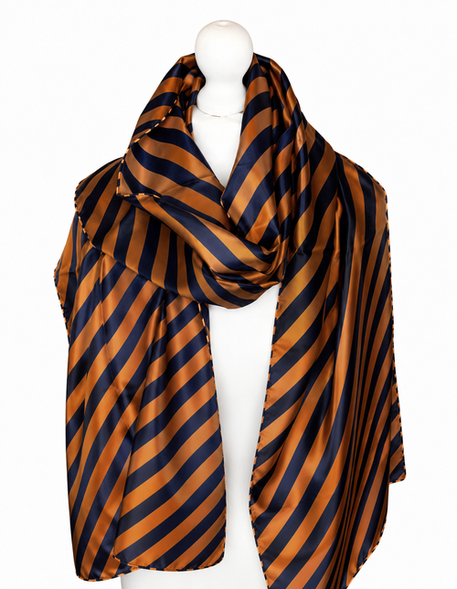 100% Silk Twill Striped Scarf Collection