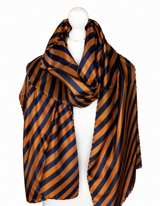100% Silk Twill Striped Scarf Collection