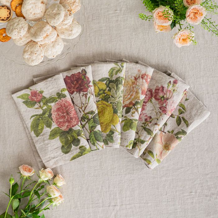 Linen Napkins ROSES, set of 6