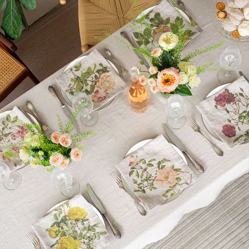 Linen Napkins ROSES, set of 6
