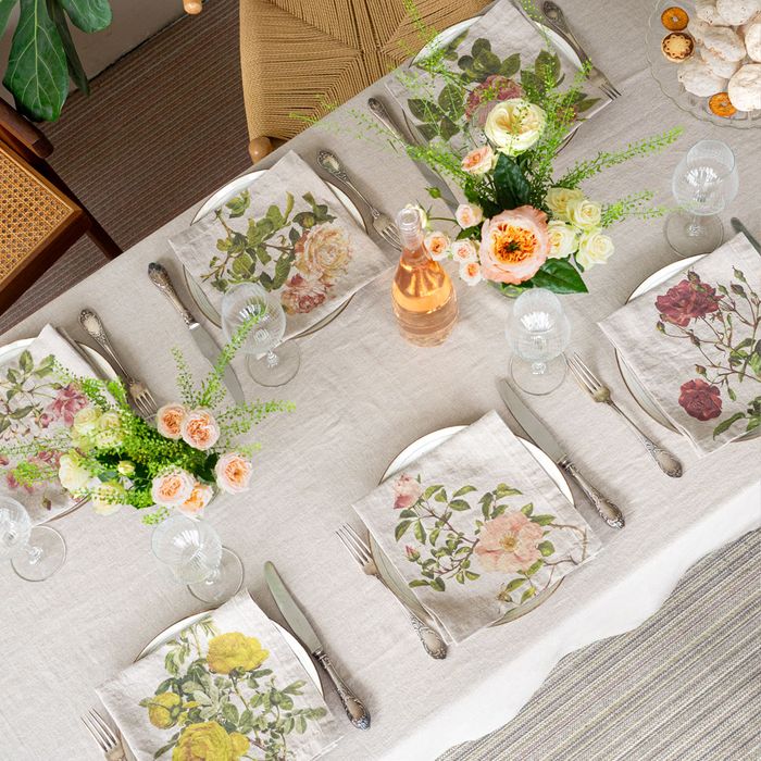 Linen Napkins ROSES, set of 6