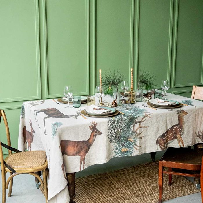 Linen Tablecloth WILD ANIMALS