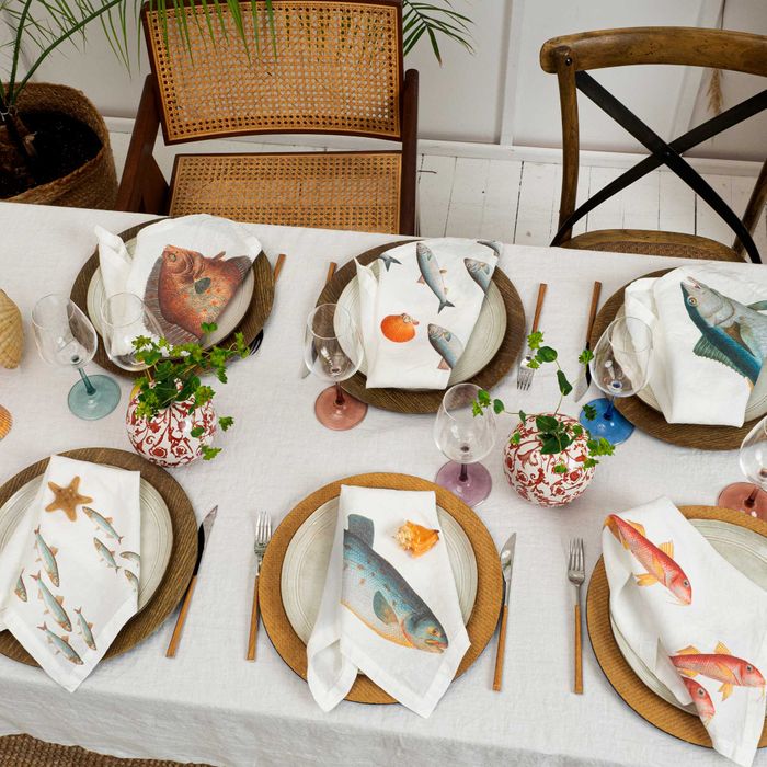 Linen napkins SEA FISH, Set of 6