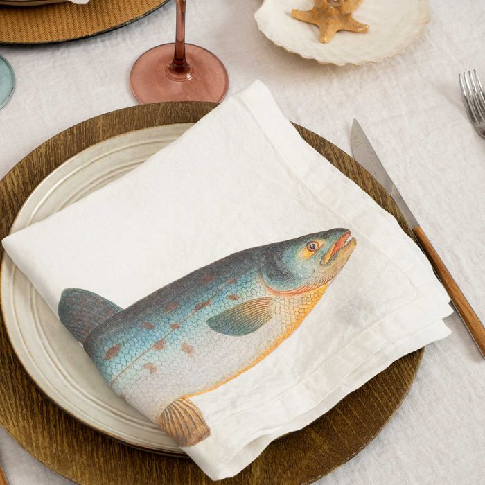 Linen napkins SEA FISH, Set of 6