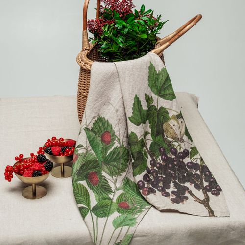Linen Tea Towels BLACK CURRANT & STRAWBERRIES