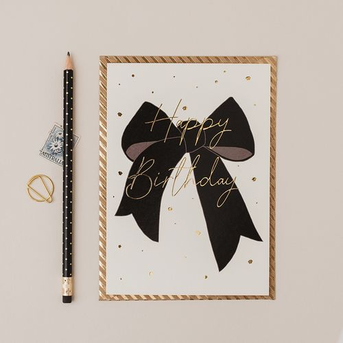 Black Bow Birthday Card