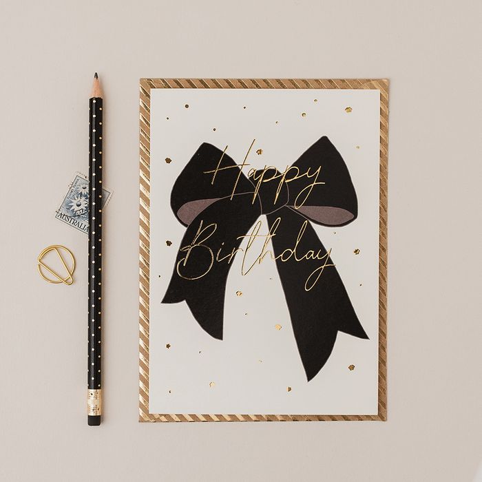 Black Bow Birthday Card