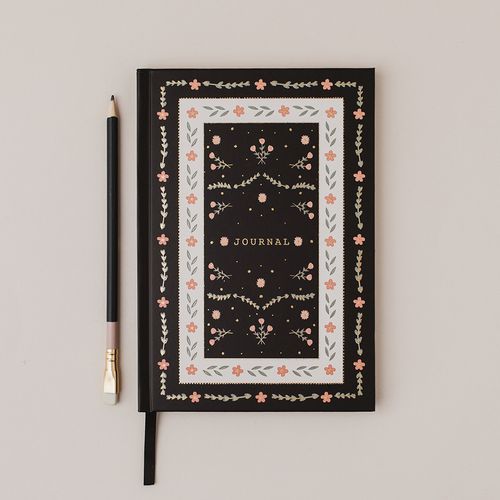 Black Floral Journal