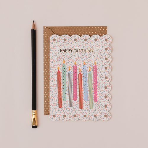 Ditsy floral candle birthday card