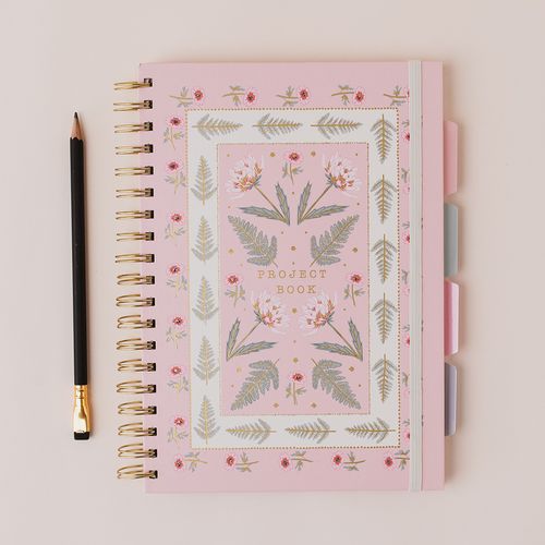 Pink floral project book with tabs