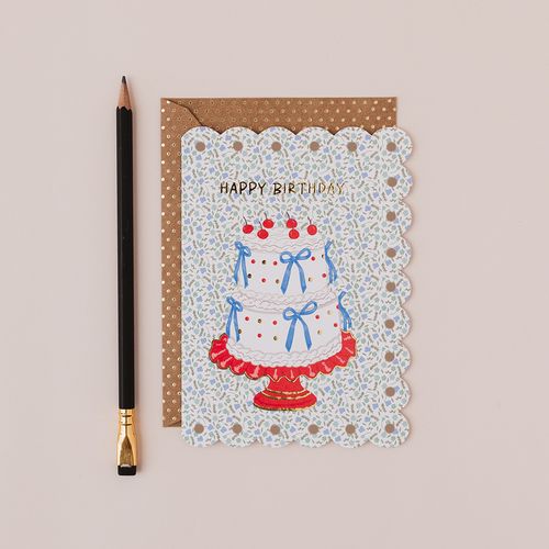 Ditsy Floral tiered cake birthday card
