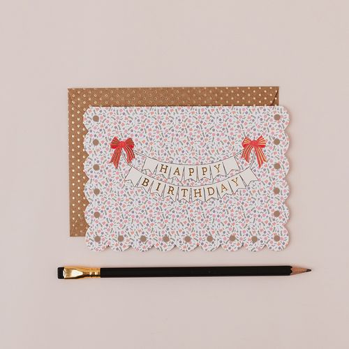 Ditsy floral bunting birthday card