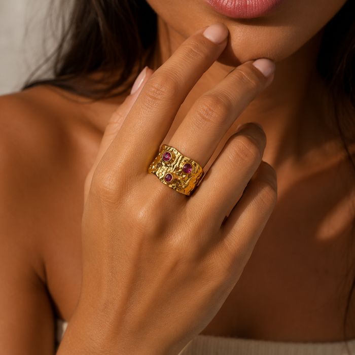 The Byzantine Relic Ruby Trinity Ring