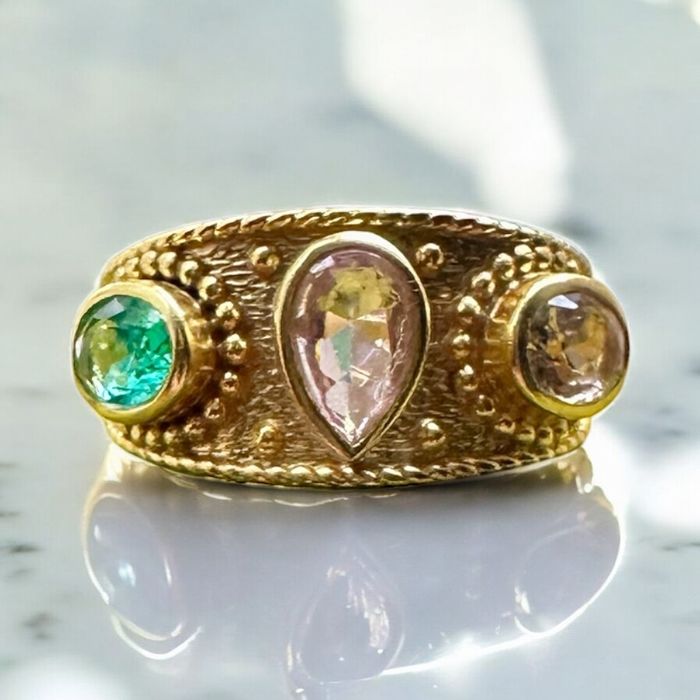 The Empress’s Awakening Rose Quartz And Topaz Ring
