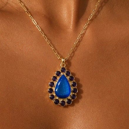 Solar Bloom | Blue Agate Druzy & Amethyst Statement Necklace