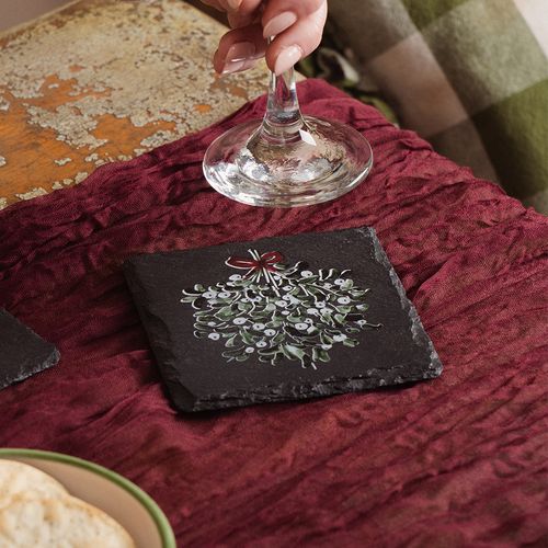 Mistletoe Slate Coaster
