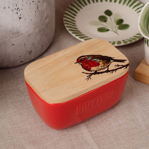 Robin Red Butter Dish