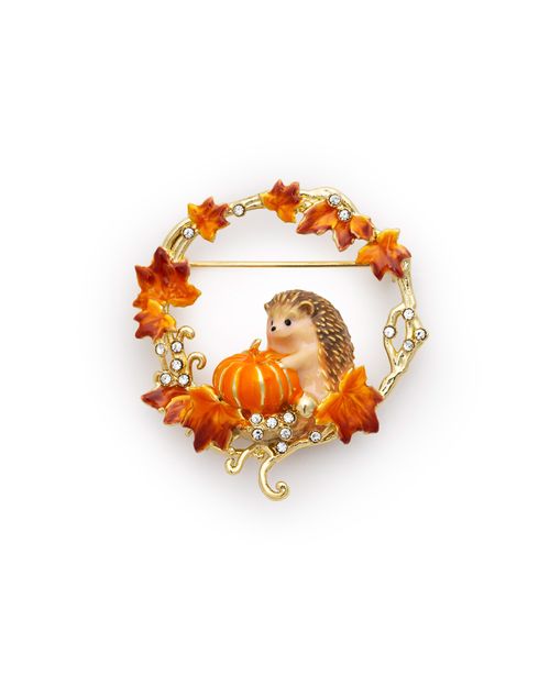 Hedgehog & Pumpkin Brooch