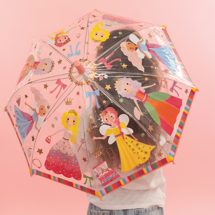 3+ Colour Change Princess (Clear) Umbrella | Kids Colour Changing Umbrella | Floss & Rock