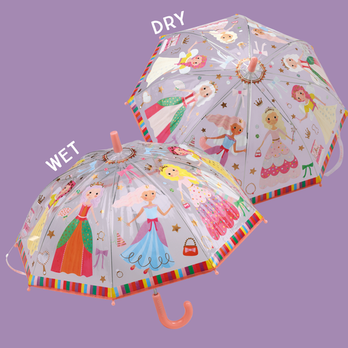 3+ Colour Change Princess (Clear) Umbrella | Kids Colour Changing Umbrella | Floss & Rock