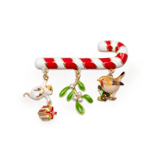 Candy Cane Charm Brooch