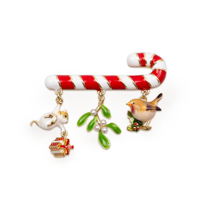Candy Cane Charm Brooch
