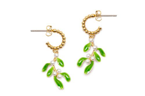 Mistletoe Hoop Drop Earrings