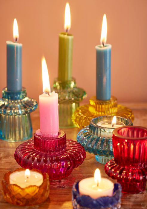 Bright Recycled Glass Decorations & Candle Holders