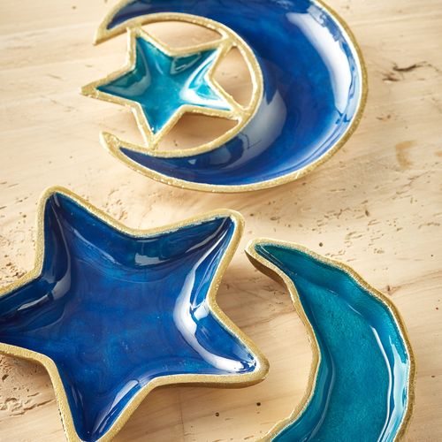 Recycled Aluminium Moon & Star Trinket Dishes